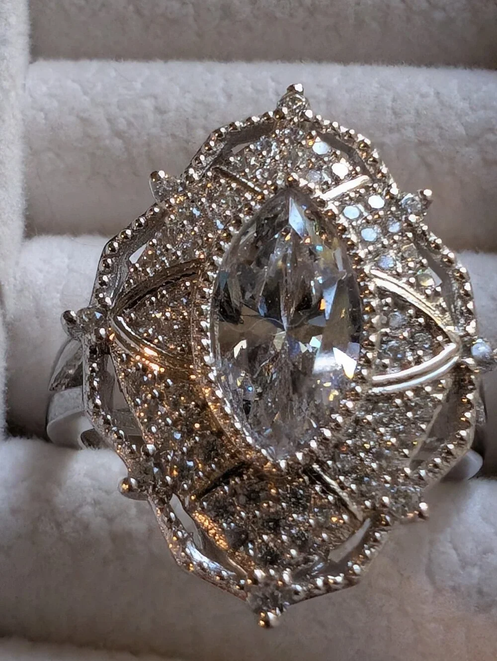 Art Deco Sterling Silver CZ Ring
